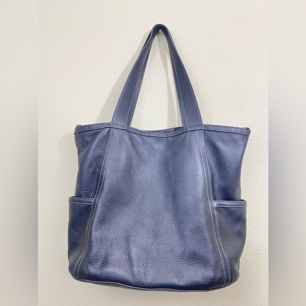 Cole Haan Pewter Leather Tote Bag
